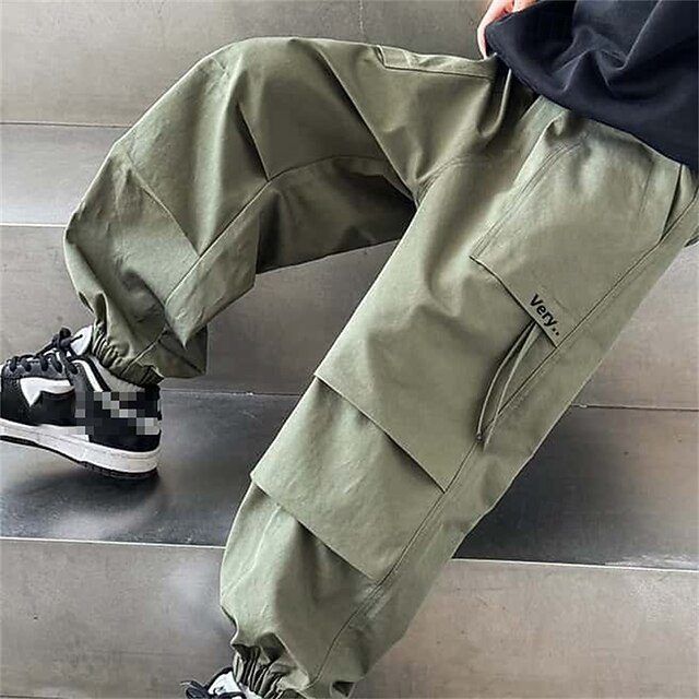 Kids Boys Sweatpants Trousers Pocket Solid Color Breathable Soft