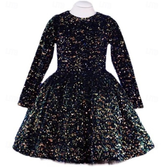  Infantil Para Meninas Vestido de festa Côr Sólida Manga Longa Espetáculo Com Transparência Princesa Doce Com Transparência Longuette Vestido da bainha Vestido De Tule Verão Primavera Outono Crianças