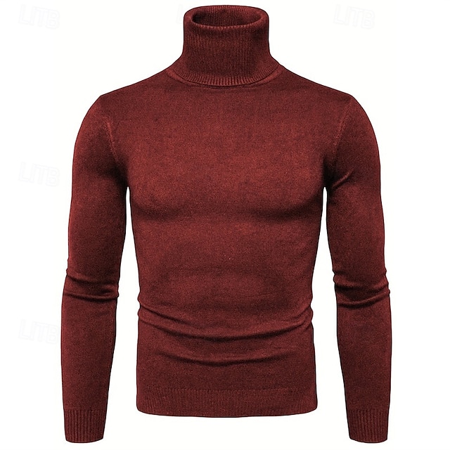  Per uomo Pullover Maglione Maglione lavorato a maglia Maglione a collo alto da uomo A coste Maglia Standard Lavorato a maglia Liscio A collo alto Di tendenza Informale Da tutti i giorni Appuntamento