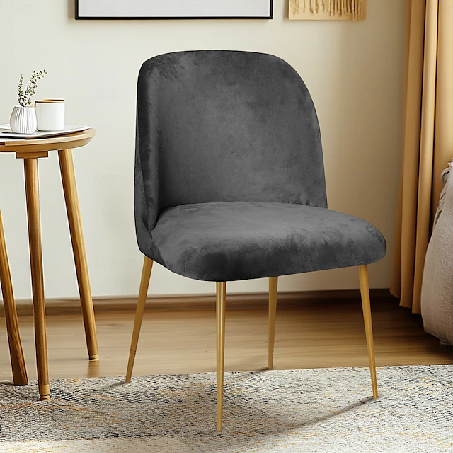 Dining Chair Cover Stretch Velvet Upholstered Side Dining Chair Cover Slipcover Burgundy Red Curved Back Mid Century Accent Dining Chair Covers for Kitchen Living Room 25