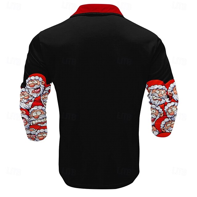 Noël père Noël Marrant Homme Polo gaufré manche longue Soirée Quotidien
