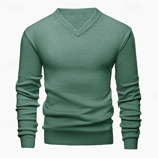  Homme Pull Pull court Pull en tricot A côtes Tricoter Normal Tricoté Plein Col V Mode Décontractées Usage quotidien Rendez-vous Vêtement Tenue Automne hiver Noir Bleu S M L