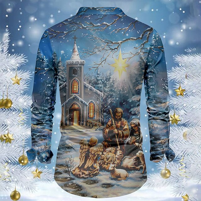 Christmas Faith Christian Fashion Casual Men's Dress Shirt Button Up