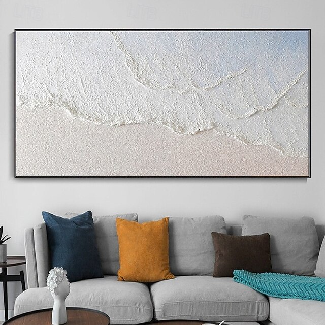 Oil painting handmade White beach Painting handmade Seascape Art