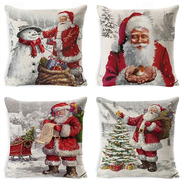 4pcs 12inch Christmas Stocking Classic Medium Stockings Santa Snowman