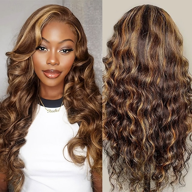  mette in evidenza pianoforte capelli umani p4/27 13*4 parrucca in pizzo parrucca frontale in pizzo con capelli umani sciolti e profondi 150% densità 16-30 pollici