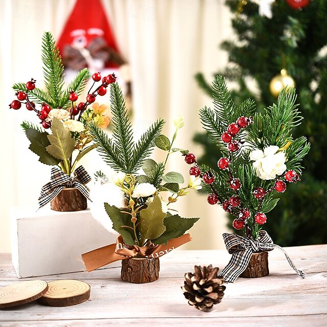 Mini Christmas Tree Desktop Decoration, Small Xmas Tree Ornaments for
