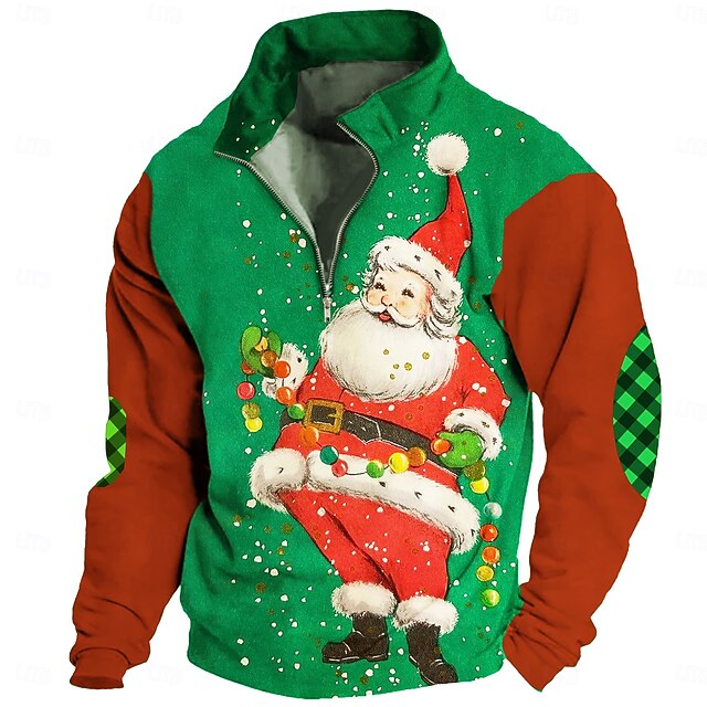 Christmas Men's Santa Claus 3D Sweatshirts Santa Claus Vacation 3D