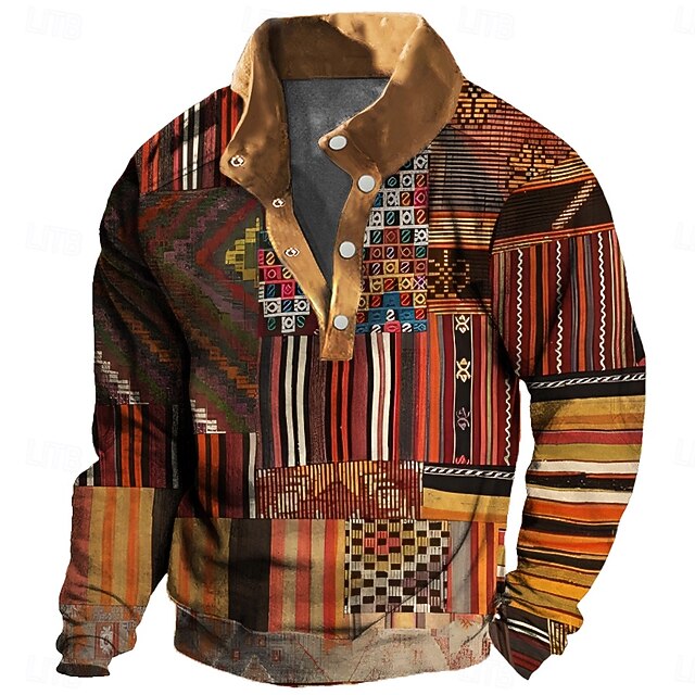 New Year Christmas Men's 3D Print Plaid / Check 3D Sweatshirts Sweatshirt Zip Sweatshirt Quarter Zip Sweatshirt Long Sleeve Sweatshirt Half Zip Zip Quarter Zip Cool 3D Printing Vacation Party New Year4