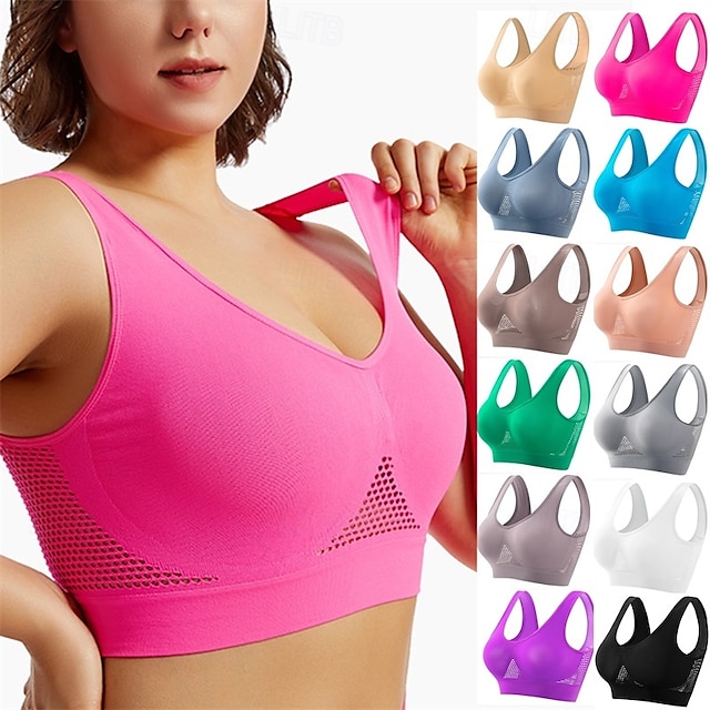  Sports Bra Hollow Mesh Back Sports Bra Fitness Yoga Vest Shockproof Yoga Bra Without Steel Ring