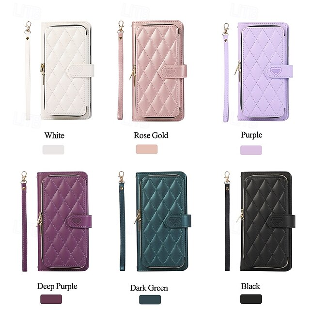  Phone Case For S24 Ultra S24 Plus S24 S24 FE S23 S22 S21 S20 Ultra Plus FE A55 A35 A25 A15 5G A54 A34 A14 A73 A53 A33 A23 A13 A72 A52 A32 A22 A12 A51 Flip Cover with Stand Holder Zipper with Wrist