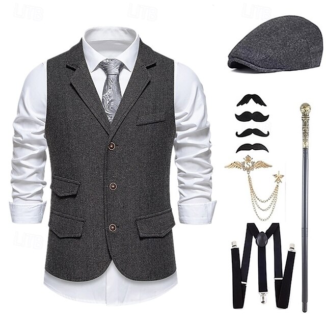 Rétro Vintage Les rugissantes années 20 1920s Tenue Gilet Ensemble d