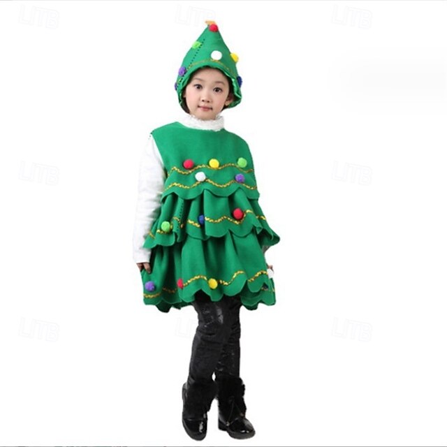 Kids Girls' Dress Christmas Tree Ugly Long Sleeve Performance Party