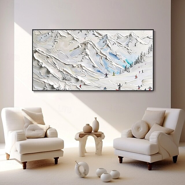 Skiing Snow Oil Painting Hand Painted Skiing Snow Oil Painting Wall