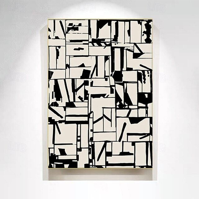 Handpaint Large Original Modern Abstract Black And White Painting On