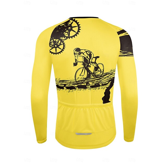 Men's Cycling Jersey Long Sleeve Bike Top with 3 Rear Pockets Antislip