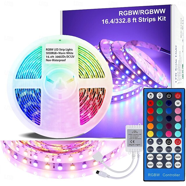 Waterproof RGBWW LED Light Strip 5050 LED, 16.4FT/33FT Flexible LED