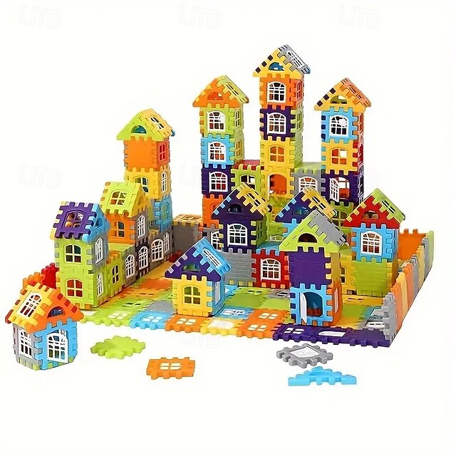  100pcs House Assembly Building Blocks Large Size Creative Square Block Building Blocks Basic Assembly Building Blocks Educational DIY Assembly Toys Birthday Gifts Christmas Halloween Gift