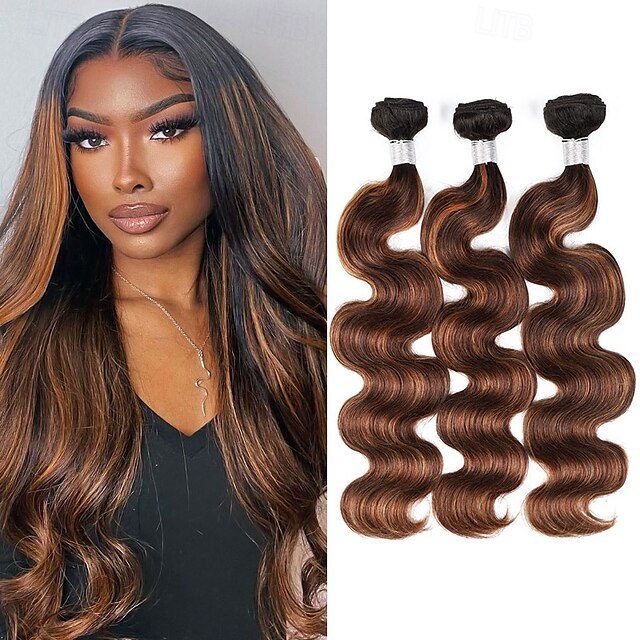  capelli brasiliani capelli umani colore capelli t1b-4/30# estensione capelli mossi 3 pacchi