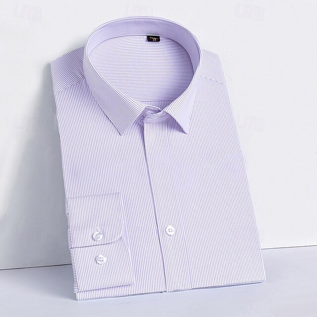 Men's Dress Shirt Button Up Shirt White Pink Blue Long Sleeve Solid