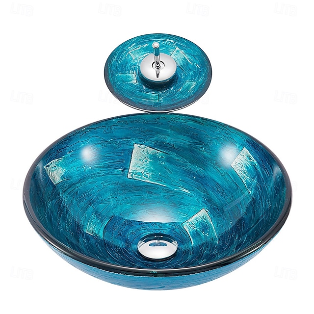 Bathroom Vessel Sink Above Counter Blue Garden Vanity Tops Pedestal