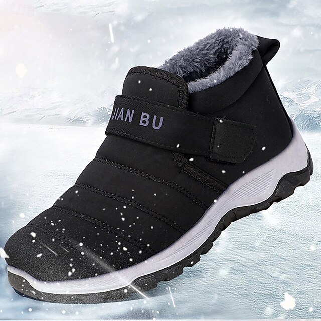 Men's Winter Waterproof Hiking Boots – Non-Slip Sole, Warm Faux Fur Lining, and Hook-and-Loop Closure 13