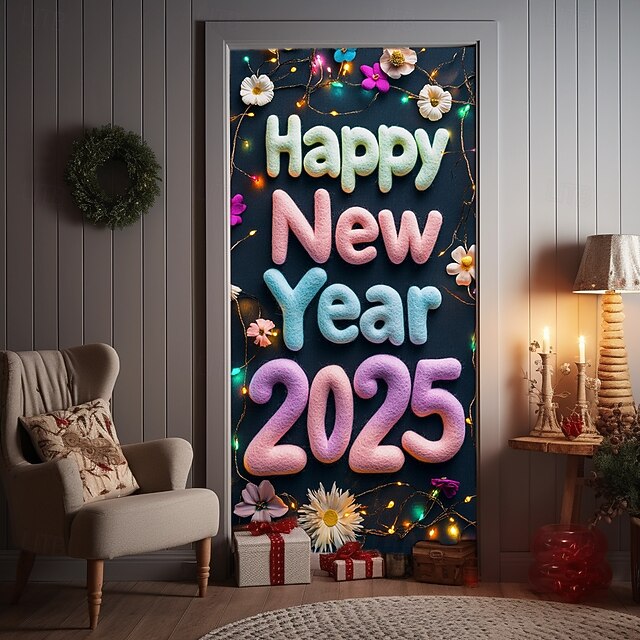 Door Decorations Door Covers Happy New Year Door Tapestry Door Curtain