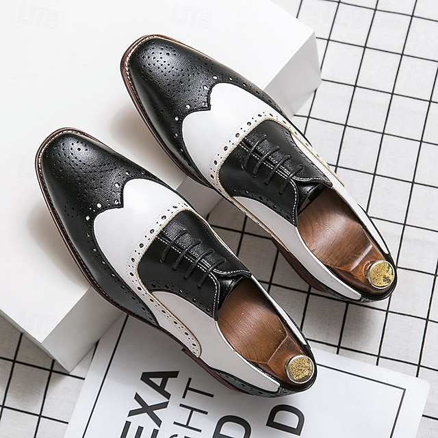  Scarpe da uomo in stile Oxford brogue con punta a coda di rondine, marroni e bianche, scarpe eleganti vintage in vera pelle ispirate allo stile Gatsby per feste, matrimoni ed eventi formali degli anni '20
