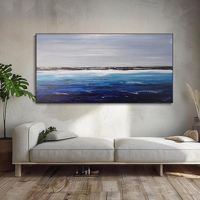 Handpaint Extra Large Original Blue Ocean Abstract Painting Sky