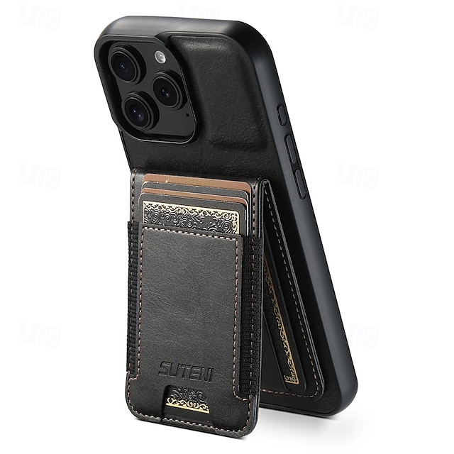  telefon Etui Til iPhone 16 15 14 Pro Max Plus iPhone 13 12 11 Pro Max Bakdeksel med stativ Kortspor Støtsikker Kontor / Bedrift TPU PC PU lær