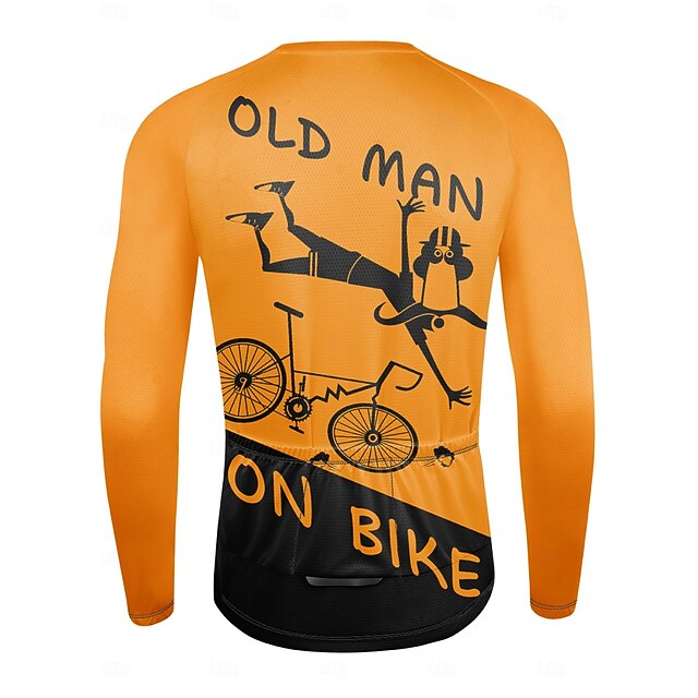 Men's Cycling Jersey Long Sleeve Bike Top with 3 Rear Pockets Antislip