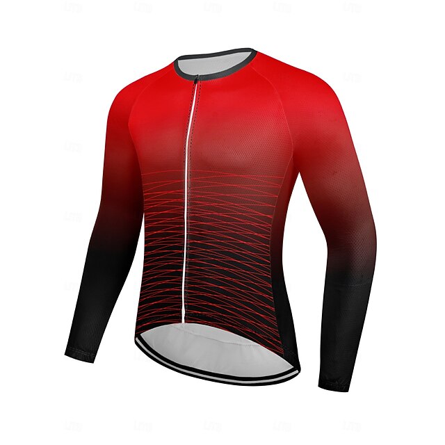 Men's Cycling Jersey Long Sleeve Bike Top with 3 Rear Pockets Antislip