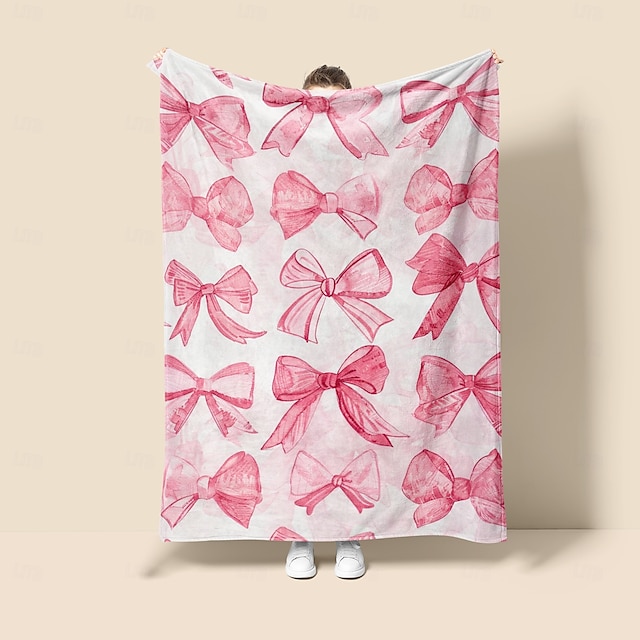  Pink Bow Blanket Soft and Cozy Throw with Elegant Bow Design Perfect for Adding a Touch of Charm and Comfort to Your Home Decor Ideal  Gift For Chirstmas Xms
