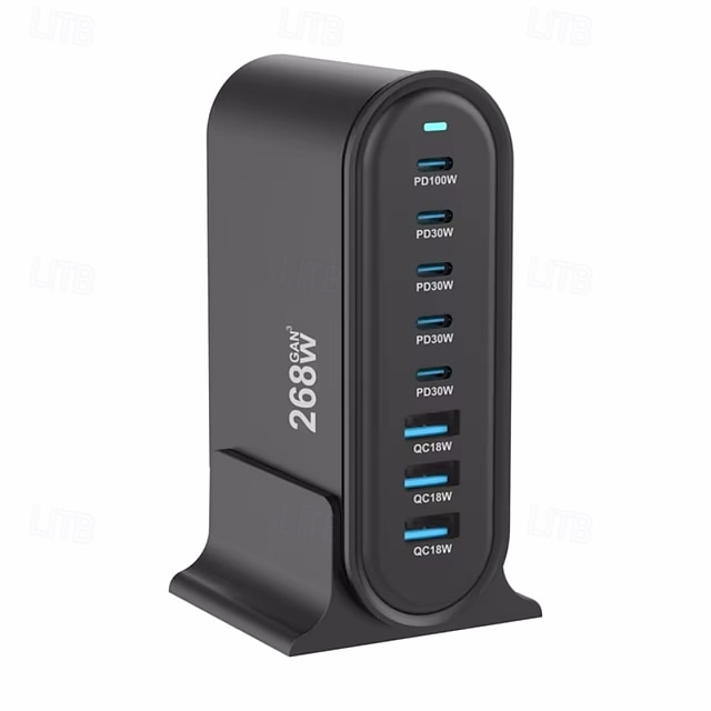  268w multi-poort usb-lader usb c snellader 8-poorts oplaadstation hub snelle compacte gan-lader stroomadapter