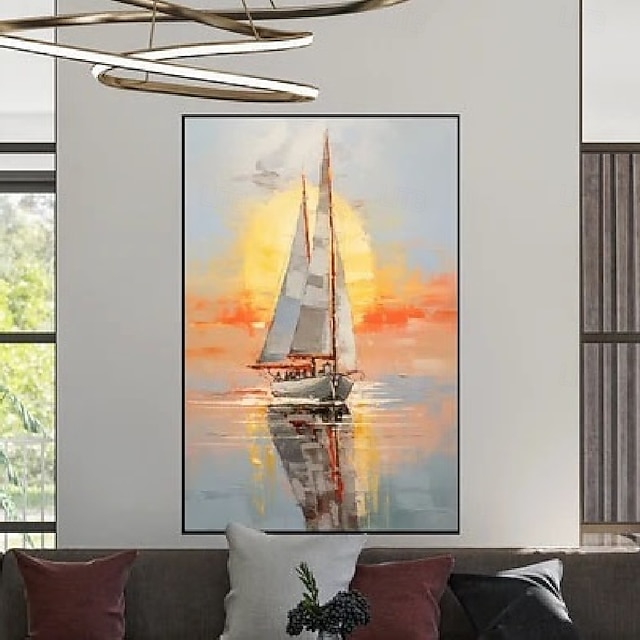 Oil painting handmade Abstract Sailboat Canvas Art paintings handmade