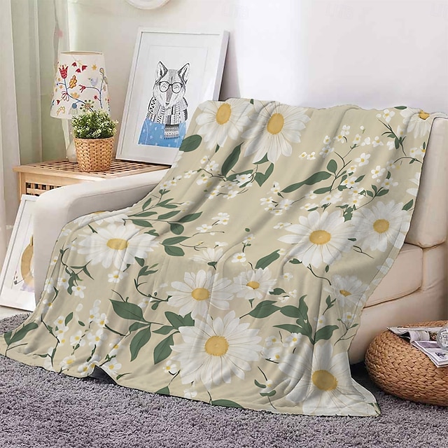 Flower Blanket Soft and Cozy Throw Blanket Featuring Delicate Daisy