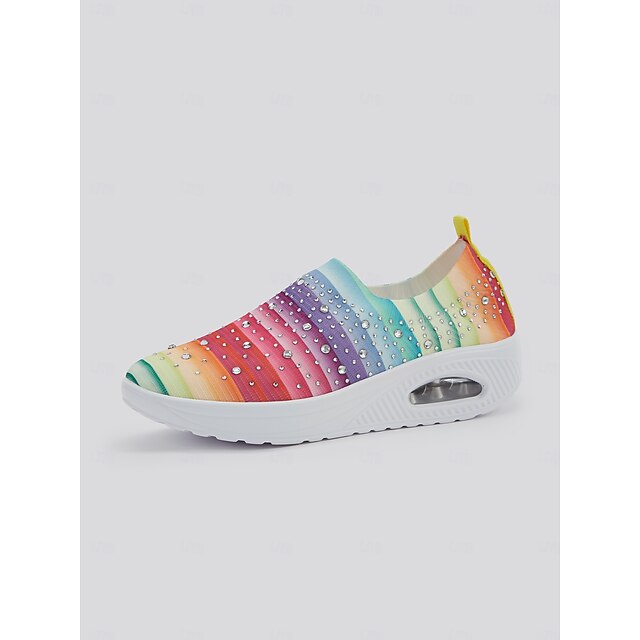 Women's Colorful Rhinestone SlipOn Sneakers Lightweight Air Cushion