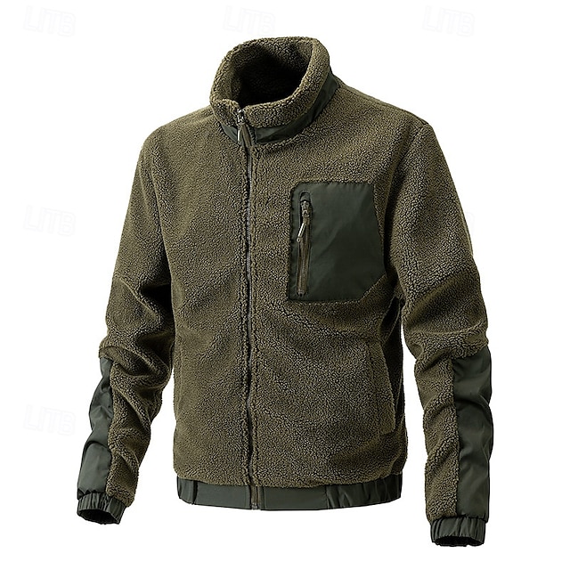  Voor heren Wandeljack Fleecejack voor wandelen Winter Buitenshuis Thermisch Warm Voering van fleece Fleece jacks Volledige rits Klimmen Kamperen / wandelen / grotten verkennen Reizen Donker kaki