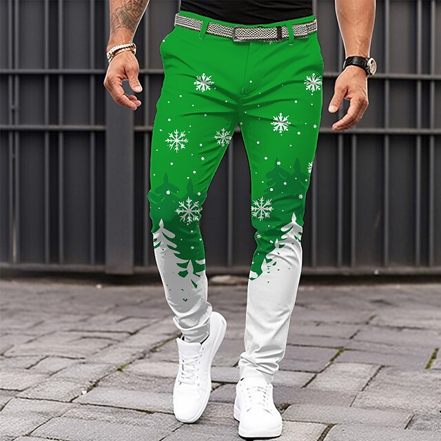 Christmas Men's Christmas Scene Printed Pants Casual Dress Zipper Pocket Mid Waist Party Evening Summer Spring Fall 3D Print Slim Fit Inelastic4