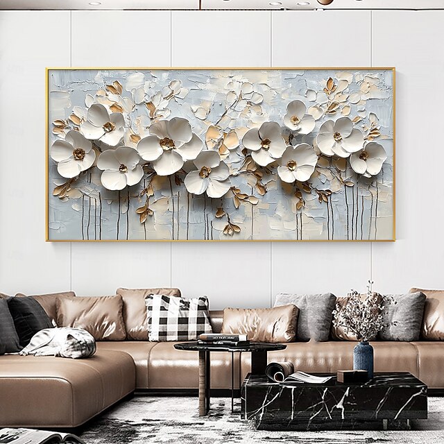 Handmade Original 3D Texture Flowers Oil Painting On Canvas Abstract