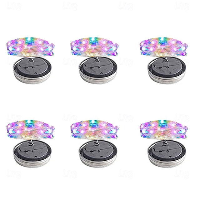  Lot de 6 guirlandes lumineuses solaires à LED de 2 m, 20 lampes de jardin à LED pour Noël, mariage et décoration extérieure, blanc chaud, blanc, violet, rose, rouge, vert, bleu et rouge