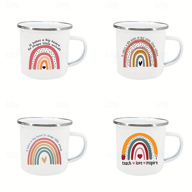 Enamel Coffee Cup 'Building a Small Heart Needs a Big Heart' Teacher
