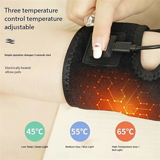 USB Electric Heating Elbow Pad Therapy Pain Relief Arthritis