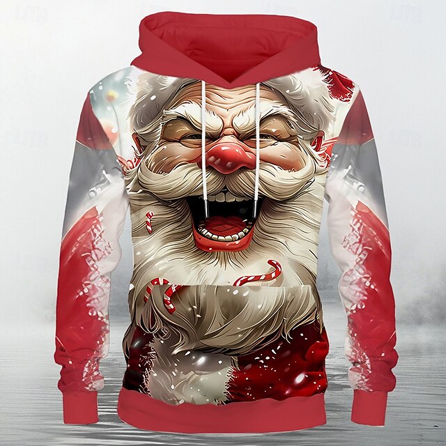 Men's Santa Claus Hoodie Hoodies Sweatshirt Fashion Long Sleeve Hooded Christmas Sports Outdoor Pink Pocket 3D Print Fall Winter Designer4