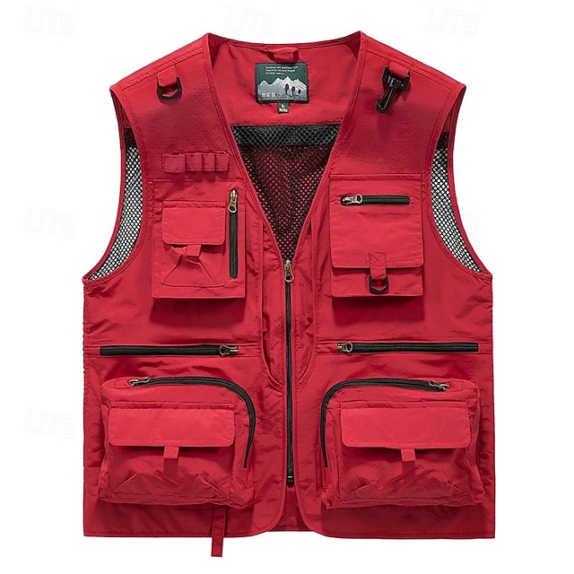  Hombre Chaleco para senderismo Chaleco de lana para senderismo Sin Mangas Chaleco Al aire libre Transpirable Cómodo Bolsillo Nailon Negro Verde Ejército Rojo Caza Pesca Escalada