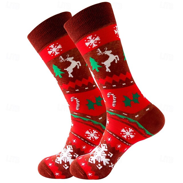 Lot de 6 chaussettes de Noël unisexes Père Noël renne Noël Nouvel An