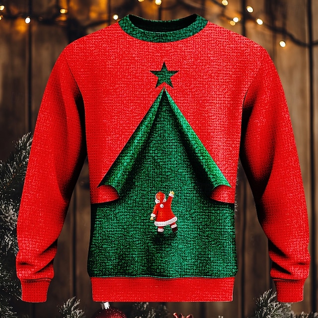 Ugly Christmas Sweater Men's Funny Sweaters Santa Claus Pullover Jumper ...