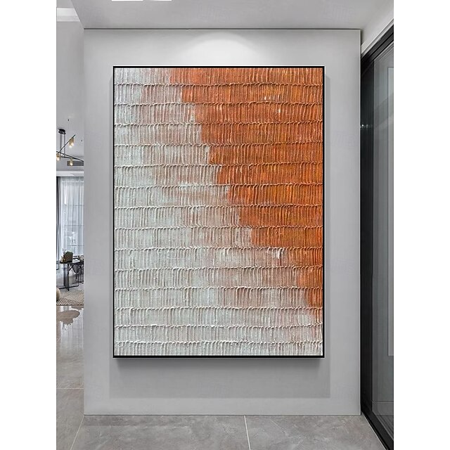 Handmade Earth Tone Wall Art Terracotta Abstract Painting Orange Wall