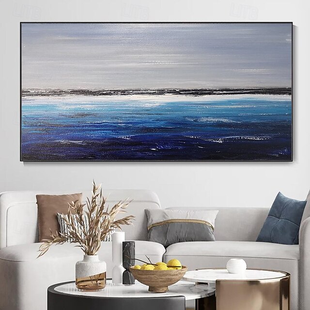 Handpaint Extra Large Original Blue Ocean Abstract Painting Sky