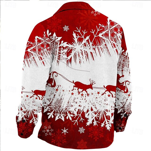 Noël Motif de flocon de neige Mode Décontractée Homme Chemise en